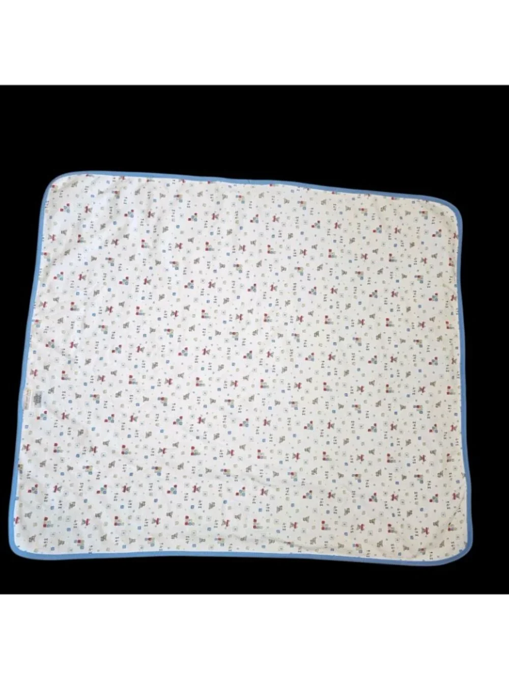 VTG Carter's Just One Year Blue Dog Baby Blanket Cotton Tools Squares